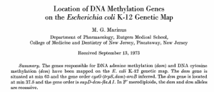 Location of DNA methylation genes on the Escherichia coli K-12 genetic map